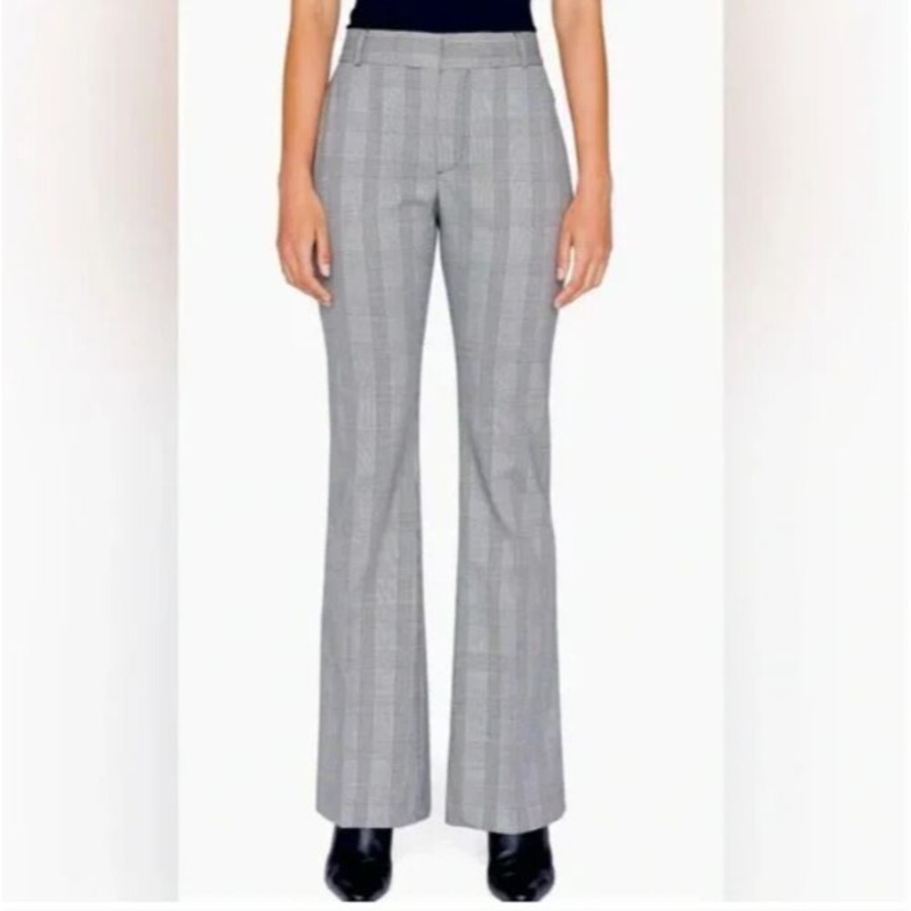 Frame Women's Pants Le Mini Boot Flare Trousers Black and White Check size 12